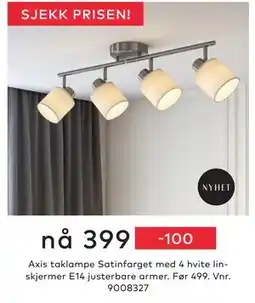 Skeidar Axis taklampe Satinfarget, NOK 399 tilbud