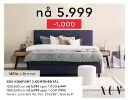Skeidar XOV KOMFORT 2 KONTINENTAL tilbud
