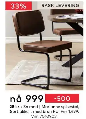 Skeidar Marianne spisestol, NOK 999 tilbud