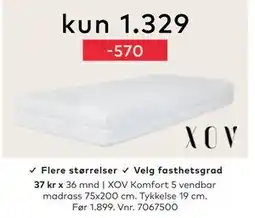 Skeidar XOV Komfort 5 vendbar madrass, NOK 1329 tilbud