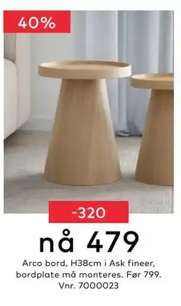 Skeidar Arco bord, NOK 479 tilbud