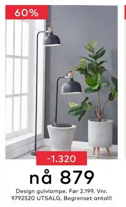 Skeidar Design gulvlampe, NOK 879 tilbud
