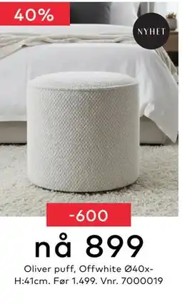 Skeidar Oliver puff, NOK 899 tilbud