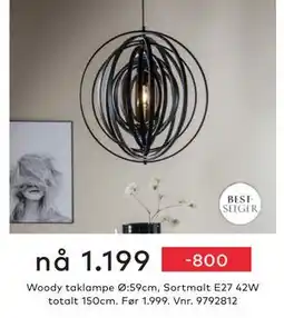 Skeidar Woody taklampe, NOK 1199 tilbud