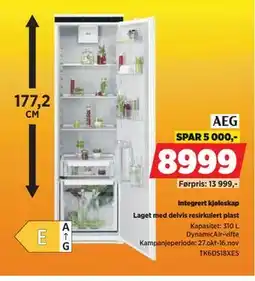 POWER Integrert kjøleskap, NOK 8999 tilbud