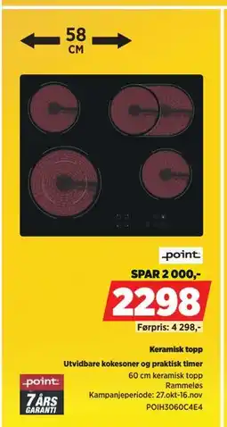 POWER Keramisk topp, NOK 2298 tilbud