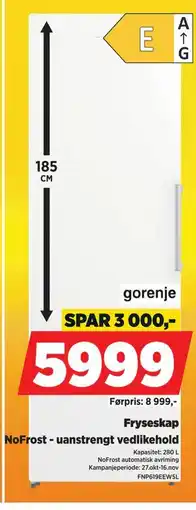 POWER Fryseskap, NOK 5999 tilbud