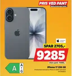 POWER iPhone 17 256 GB, NOK 9285 tilbud