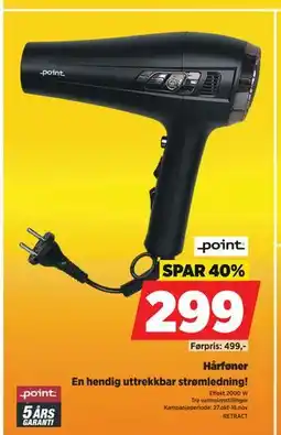 POWER Hårføner, NOK 299 tilbud