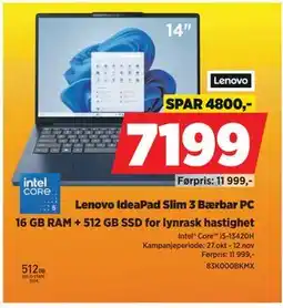 POWER Lenovo IdeaPad Slim 3 Bærbar PC, NOK 7199 tilbud