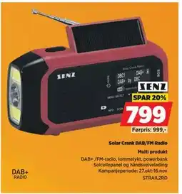 POWER Solar Crank DAB/FM Radio, NOK 799 tilbud