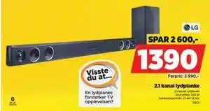 2.1 kanal lydplanke, NOK 1390