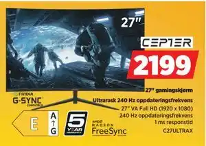 POWER 27 gamingskjerm, NOK 2199 tilbud