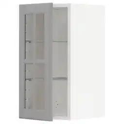 IKEA Metod Veggskap m hyller/vitrinedør, hvit/bodbyn grå, 30x60 cm tilbud