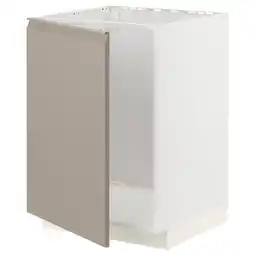 IKEA Metod Benkeskap for oppvaskkum, hvit/upplöv matt mørk beige, 60x60 cm tilbud