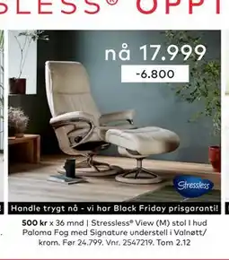 Skeidar Stressless View (M) stol, NOK 17999 tilbud