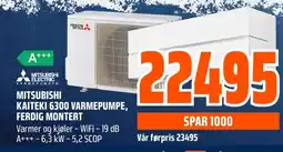 Coop Obs Mitsubishi kaiteki 6300 varmepumpe, ferdig montert tilbud