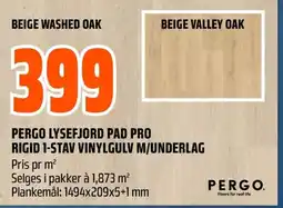 Coop Obs Pergo lysefjord pad pro rigid 1-stav vinylgulv m/underlag tilbud
