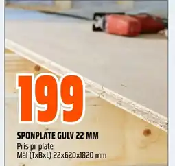 Coop Obs Sponplate gulv 22 mm pris pr plate tilbud