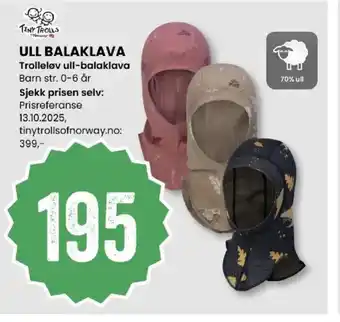 Sport Outlet Tiny trolls ull balaklava tilbud