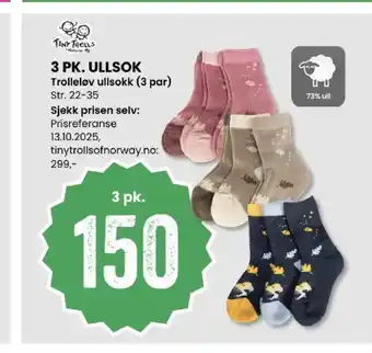 Sport Outlet TINY TROLLS 3 PK. ULLSOK Trolleløv ullsokk tilbud