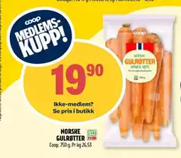 Coop Prix Norske nyt gulrøtter tilbud