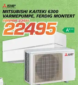 Coop Byggmix Mitsubishi electric varmepumper mitsubishi kaiteki 6300 varmepumpe, ferdig montert tilbud