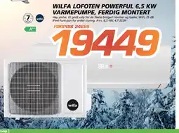 Coop Byggmix Wilfa lofoten powerful 6,5 kw varmepumpe, ferdig montert tilbud
