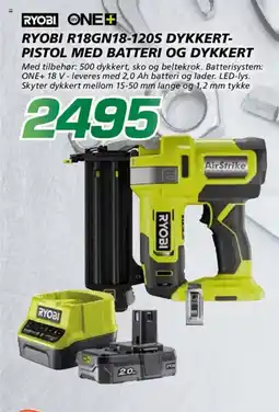 Coop Byggmix Ryobi one+ ryobi r18gn18-120s dykkert- pistol med batteri og dykkert tilbud