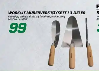Coop Byggmix Work>it murerverktøysett i 3 deler tilbud