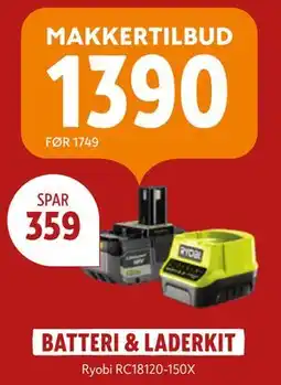 Byggmakker BATTERI & LADERKIT, NOK 1390 tilbud