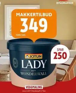 Byggmakker Jotun LADY Wonderwall 2,7 liter, NOK 349 tilbud