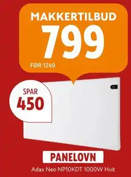 Byggmakker PANELOVN, NOK 799 tilbud