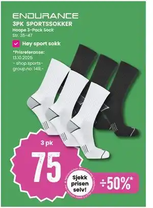 Sport Outlet 3PK SPORTSSOKKER, NOK 75 tilbud