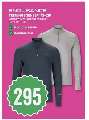 Sport Outlet TRENINGSGENSER 1/2-ZIP, NOK 295 tilbud