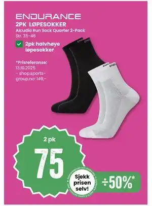 Sport Outlet 2PK LØPESOKKER, NOK 75 tilbud