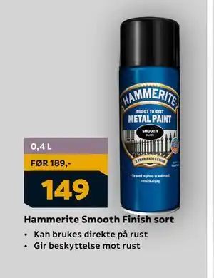 Megaflis Hammerite Smooth Finish sort, NOK 149 tilbud