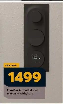 Megaflis Elko One termostat med matter renvhit/sort, NOK 1499 tilbud