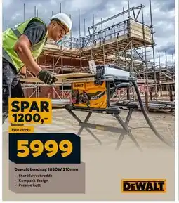 Megaflis Dewalt bordsag 1850W 210mm, NOK 5999 tilbud