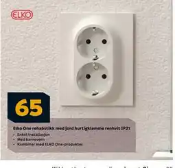 Megaflis Elko One rehabstikk med jord hurtigklemme renhvit IP21, NOK 65 tilbud