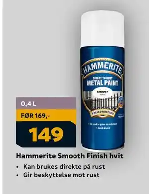Megaflis Hammerite Smooth Finish hvit, NOK 149 tilbud