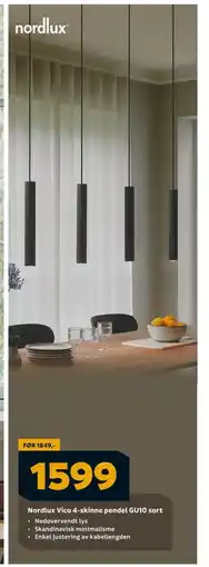 Megaflis Nordlux Vico 4-skinne pendel GU10 sort, NOK 1599 tilbud