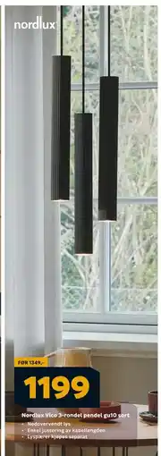 Megaflis Nordlux Vico 3-rondel pendel gu10 sort, NOK 1199 tilbud