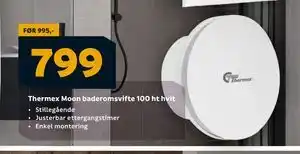 Megaflis Thermex Moon baderomsvifte 100 ht hvit, NOK 799 tilbud