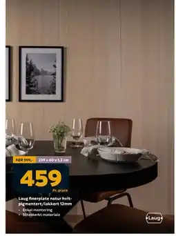 Megaflis Laug finerplate natur hvitpigmentert/lakkert 12mm, NOK 459 tilbud
