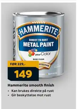 Megaflis Hammerite smooth finish, NOK 149 tilbud