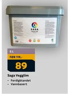 Megaflis Saga Vegglim, NOK 89 tilbud