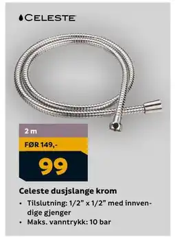 Megaflis Celeste dusjslange krom, NOK 99 tilbud