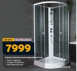Megaflis Celeste Tolentino buet dusjkabinett hvit, NOK 7999 tilbud
