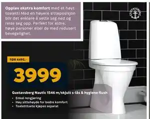 Megaflis Gustavsberg Nautic 1546 m/skjult s-lås & hygiene flush, NOK 3999 tilbud
